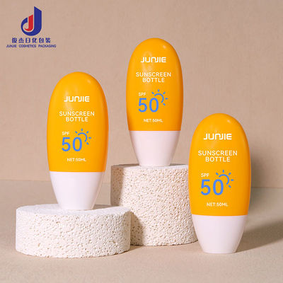 Flat Round Squeeze Bottle 50ml Pojemnik z kremem przeciwsłonecznym Kosmetyk z obrożkiem PE i białą czapką śruby